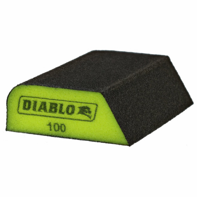 Diablo DFBCOMBFIN01G ENDURA-BOND Dual Edge Sanding Block, 4 in L, 2-1/2 in W, 100 Grit, Fine Black/Green