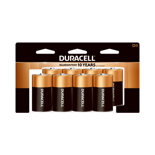 DURACELL 004133319235 Battery, 1.5 V Battery, D Battery, Alkaline, Manganese Dioxide - pack of 8