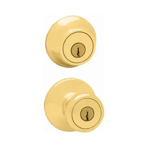 Knob Lockset, 3 Grade, Keyed Key, Polished Brass, 2-3/8 x 2-3/4 in Backset, K6 Keyway