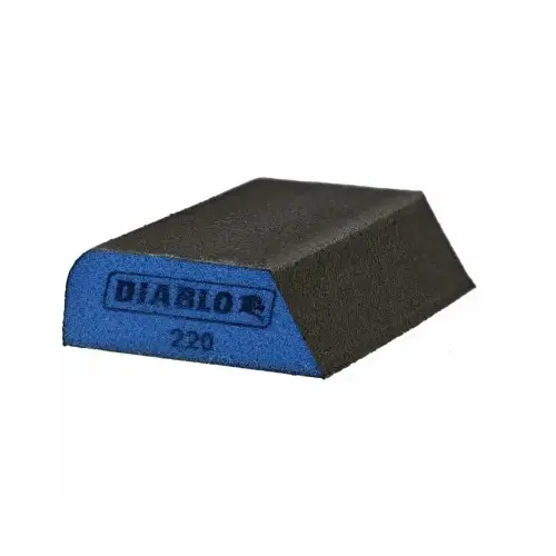 ENDURA-BOND Dual Edge Sanding Block, 4 in L, 2-1/2 in W, 220 Grit, Ultra Fine Black/Blue