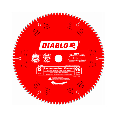 Diablo D1296L Circular Saw Blade, 12 in Dia, 1 in Arbor, 96-Teeth, Carbide Cutting Edge Perma-Shield