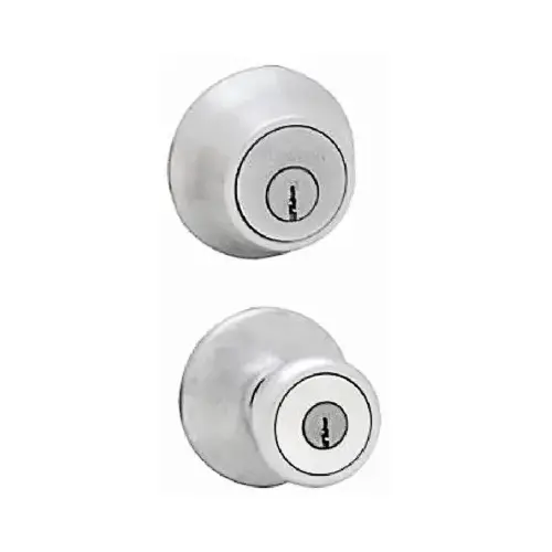 Knob Lockset, 3 Grade, Keyed Key, Satin Chrome, 2-3/8 x 2-3/4 in Backset, K6 Keyway