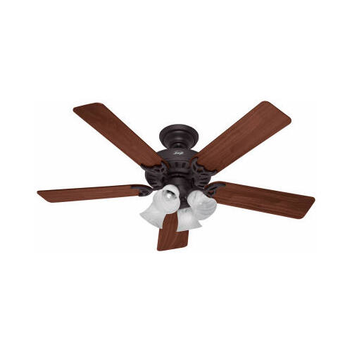 Ceiling Fan, 5-Blade, Cherry/Walnut Blade, 52 in Sweep, 3-Speed, With Lights: Yes