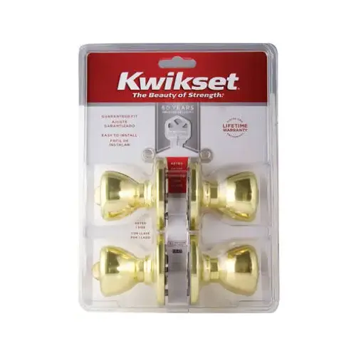 Deadbolt and Entry Lockset, 3 Grade, Keyed Alike Key, Polished Brass, 2-3/8 x 2-3/4 in Backset