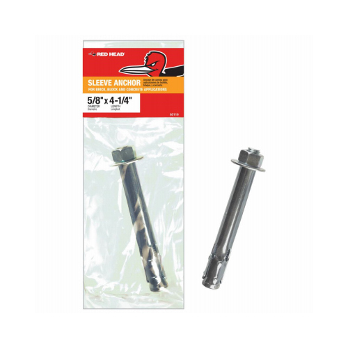 ITW 50119 Red Head Hex Sleeve Concrete Anchor, 5/8 x 4-1/4-In.