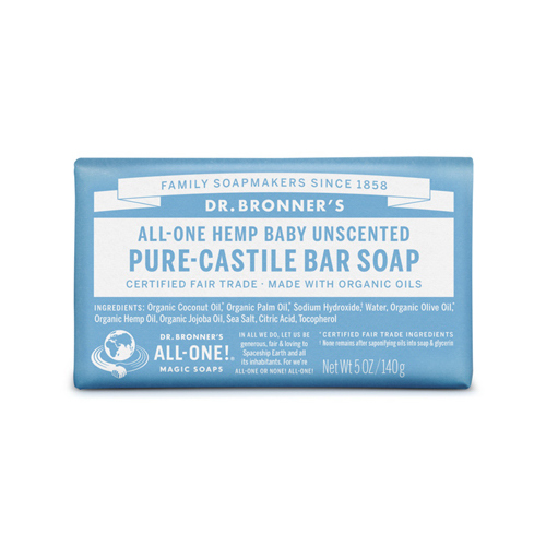 Pure-Castile Baby Bar Soap Dr. Bronner's Organic Unscented Scent 5 oz - pack of 12