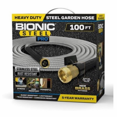 Bionic Steel 2428 Garden Hose Pro 5/8" D X 50 ft. L Heavy Duty Commercial Grade Gray Gray