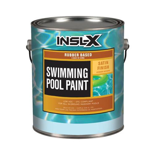 Swimming Pool Paint Indoor and Outdoor Satin White Synthetic Rubber 1 gal White