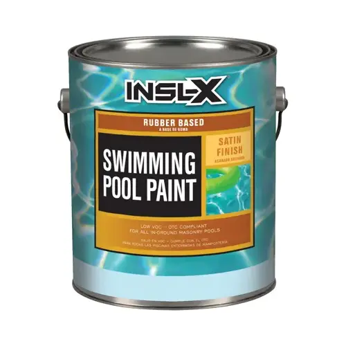 Swimming Pool Paint Indoor and Outdoor Satin White Synthetic Rubber 1 gal White