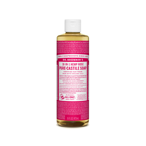 Pure-Castile Liquid Soap 18-in-1 Organic Hemp Rose Scent 16 oz