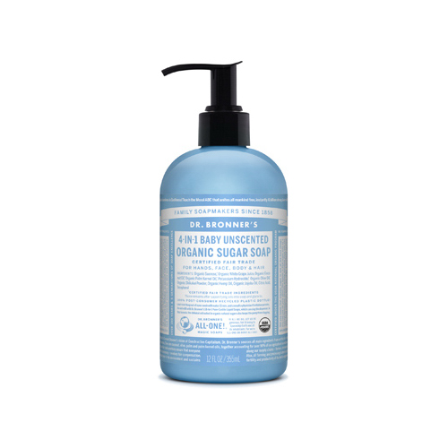 Dr. Bronner's SD0504-XCP12 Sugar Soap Dr. Bronner's 4-in-1 Baby Organic No Scent 12 oz - pack of 12