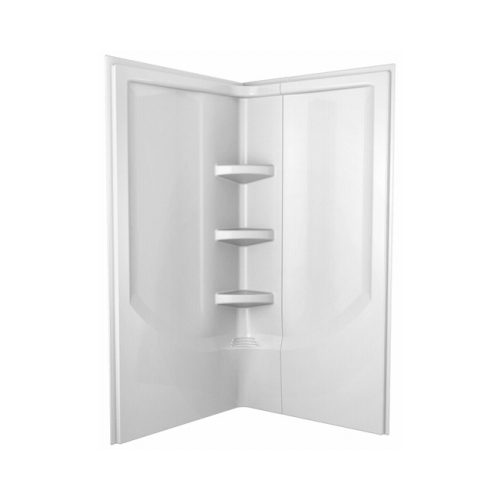 38'' Direct-to-Stud Corner Shower Wall Set in High Gloss White