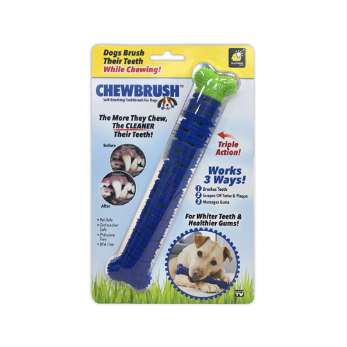 Bulbhead 13597-12 Self Brushing Toothbrush Chew Brush Blue Dog Blue