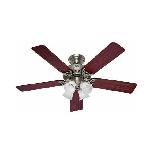 Studio Series Ceiling Fan With Light, Brushed Nickel, 5 Blades, 52-In.