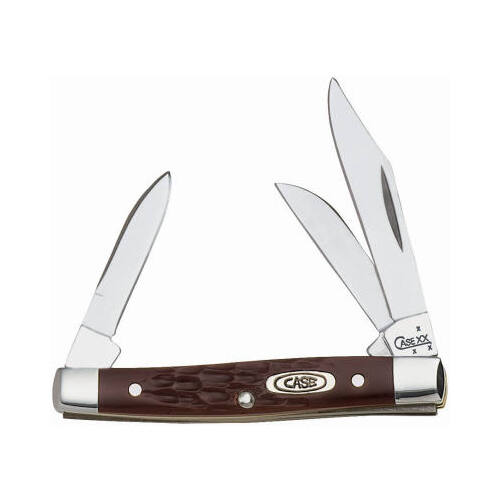 Stockman Pocket Knife With Clip, Stainless Steel/Brown, 2-5/8-In. Closed