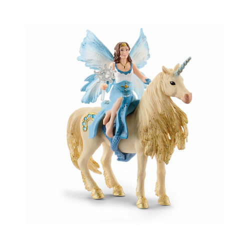 SCHLEICH NORTH AMERICA 42508 3-Pc. Eyela Riding on Golden Unicorn Toy Animal Playset, Ages 3 & Up