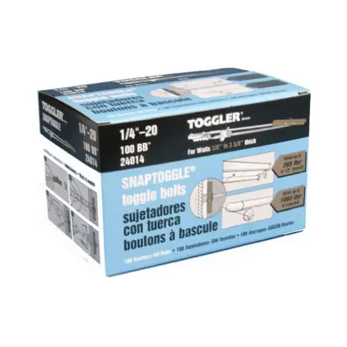 Mechanical Plastics Corp. 24014 Snaptoggle Toggle Bolts, Hollow Wall, 1/4 x 20-In - pack of 100