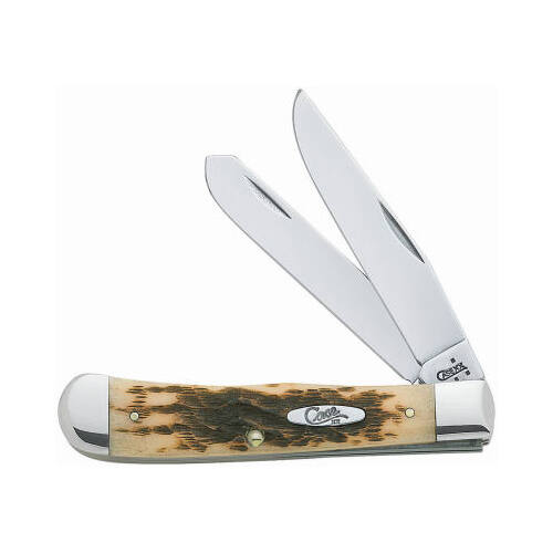 W R CASE & SONS CUTLERY CO 00164 Trapper Knife, Stainless Steel/Amber Bone, 4-1/8-In. Closed