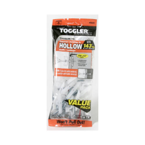 TB Hollow Wall Anchors, 3/8-1/2-In  pack of 20