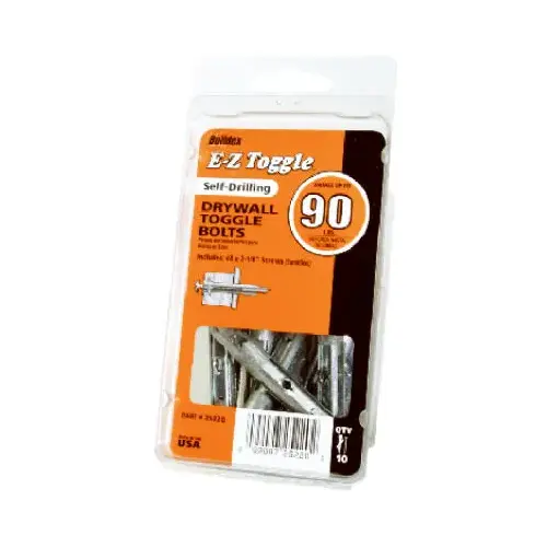 E-Z Ancor 25220 100 lbs. Philips Pan Head Heavy-Duty Toggle LockSelf Drilling Drywall Anchors with Screws - pack of 10