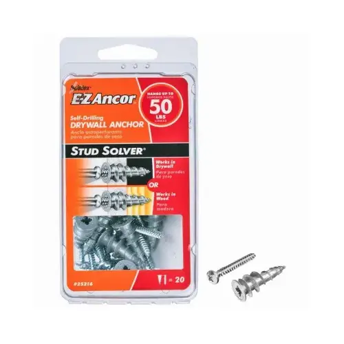 ITW 25216 Stud Solver Drywall Anchors, Self-Drilling, Metal, #50 - pack of 20