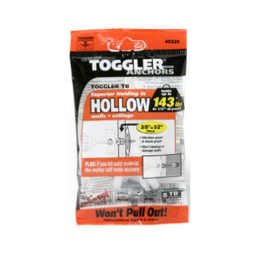 TB Hollow Wall Anchors, 3/8-1/2-In  pack of 5