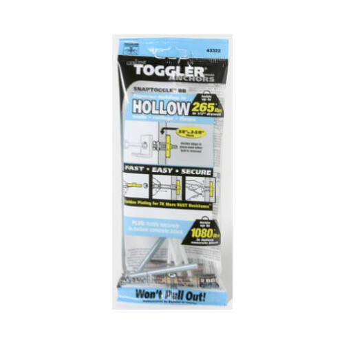 Snaptoggle BB Hollow Wall Anchors, .25-20-In  - 2 per pack x10 packs