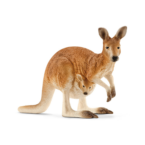 SCHLEICH NORTH AMERICA 14756 Red Mother & Baby Kangaroo Toy Animal Figure, Ages 3 & Up