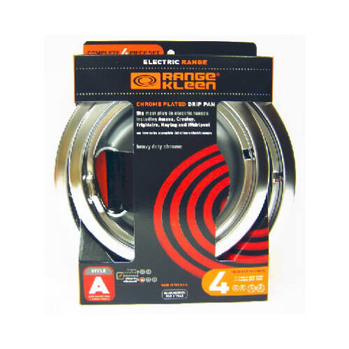 Electric Range Drip Pan Set, "A" Series Plug-In Element, Chrome  pack of 4