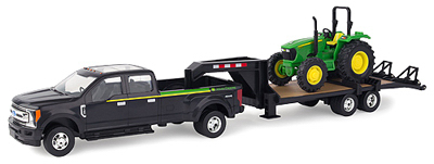 Tomy International Inc 46630 John Deere Tractor With Ford F-350 & Gooseneck Trailer Hauling Set, 1:32 Scale