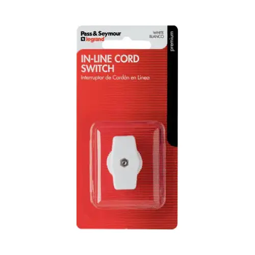 In-Line Cord Switch, White - pack of 5