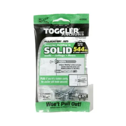 Mechanical Plastics Corp. 50445 Alligator Masonry Anchors, Flanged, 3/16-In - pack of 6