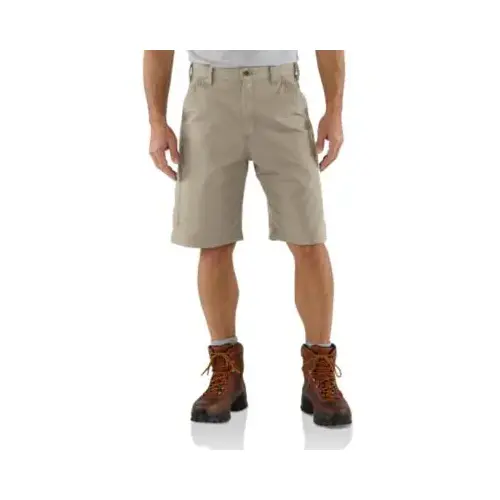 CARHARTT B147-TAN-33 Canvas Work Shorts, Loose Original Fit, Tan, Size 33