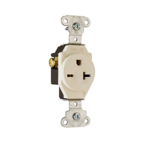 PASS & SEYMOUR 5851LACC8 2-Pole Single Outlet, 3-Wire Ground, 20-Amp, 250-Volt, Light Almond