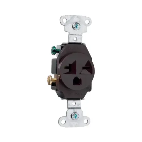 PASS & SEYMOUR 5851CC8 Single Outlet, 2-Pole, 3-Wire Ground, Brown, 20-Amp, 250-Volt