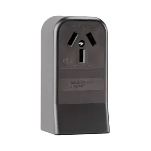 Straight Blade Power Outlet Receptacle, Surface Mounting, 3 -Pole, 125/250 V, 50 A, Black