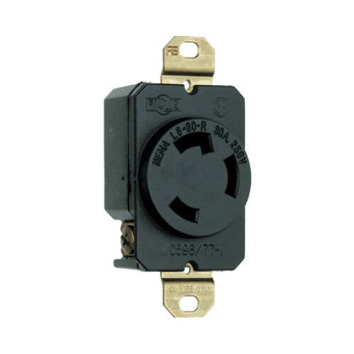 PASS & SEYMOUR L630RCCV3 Locking Outlet, Black, NEMA L6-30r, 250-Volt