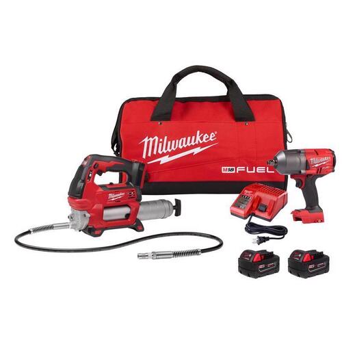 Milwaukee 276722GR Impact Wrench with Grease Gun Combo Kit M18 FUEL 18 V Cordless Brushless 2 Tool