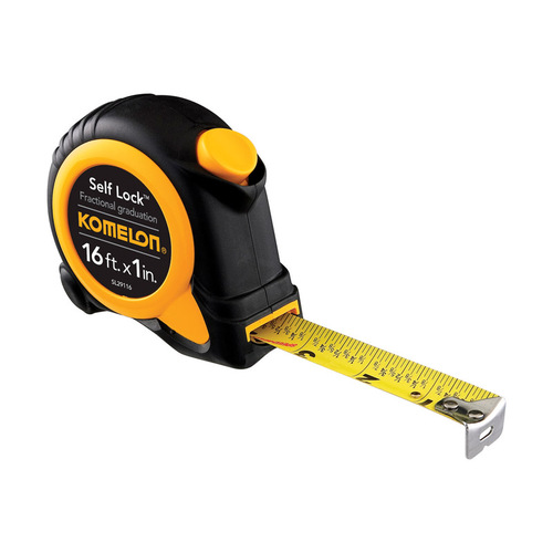 Komelon SL29116 Tape Rule Self Lock Speed Mark 16 ft. L X 1" W Black/Yellow