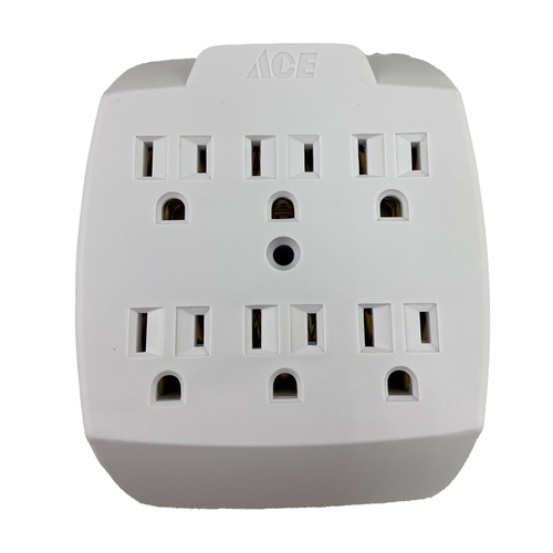 Adapter Grounded 6 outlets White