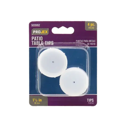 Patio Table Tips Plastic White Round 1-1/2" W White