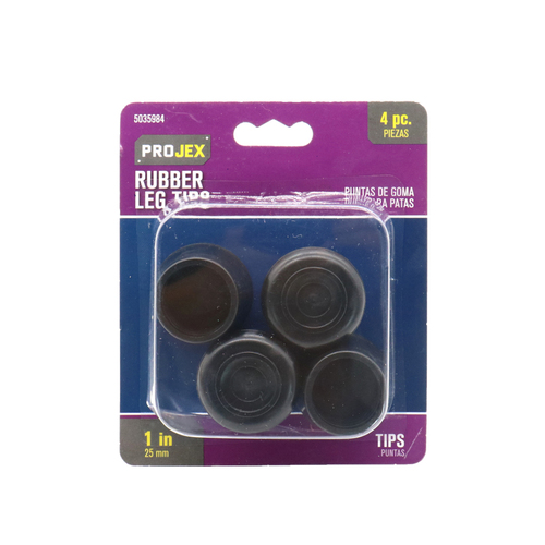 Leg Tip Rubber Black Round 1" W Black