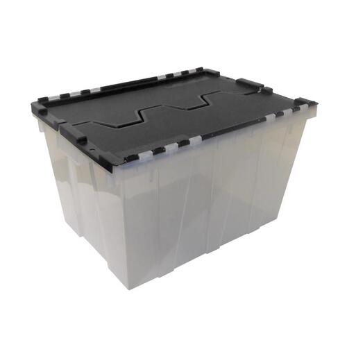 Hinged-Lid Tote Instaview 12 gal Black/Clear 12.9" H X 15.3" W X 21.6" D Stackabl Black/Clear - pack of 4