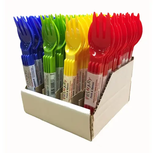 Fork and Spoon Assorted Plastic Primary Assorted Pair