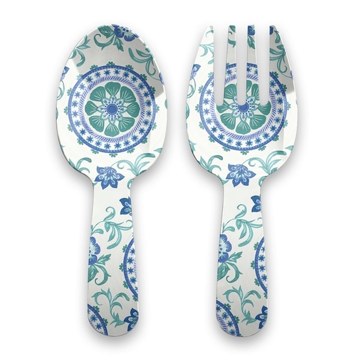 Serving Spoon Multicolored Melamine Rio Turquoise Floral Multicolored - pack of 4 Pairs