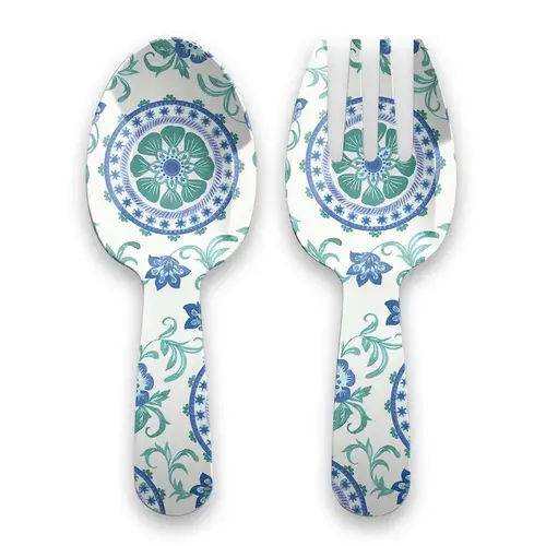 Serving Spoon Multicolored Melamine Rio Turquoise Floral Multicolored Pair