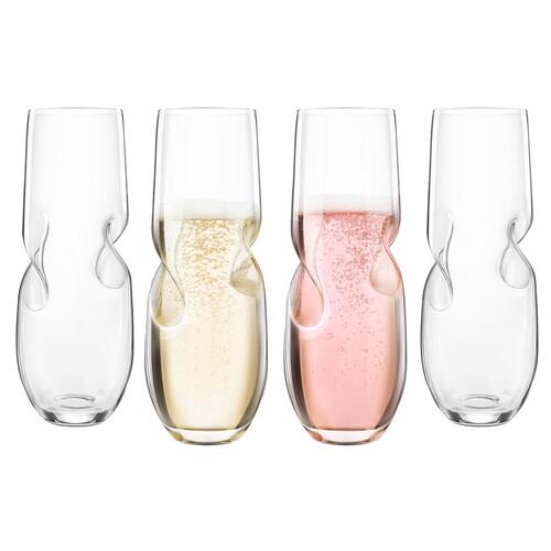 Stemless Champagne Flutes 10 oz Clear Glass Clear