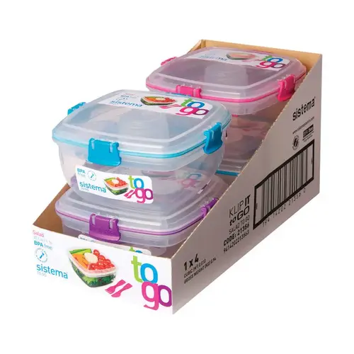 Salad Container To Go 37.1 oz Assorted Assorted - pack of 4