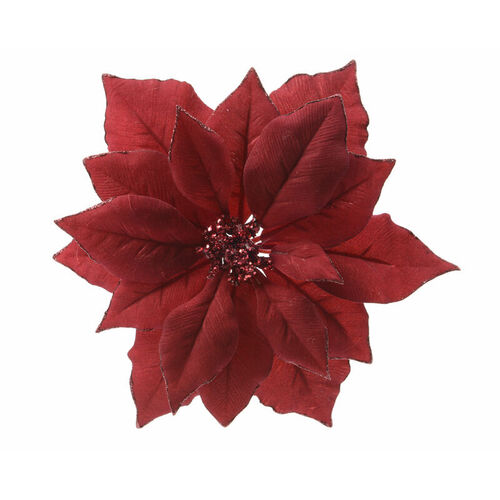 Decoris 629332 Indoor Christmas Decor Red Poinsettia on Clip 2.76" Red