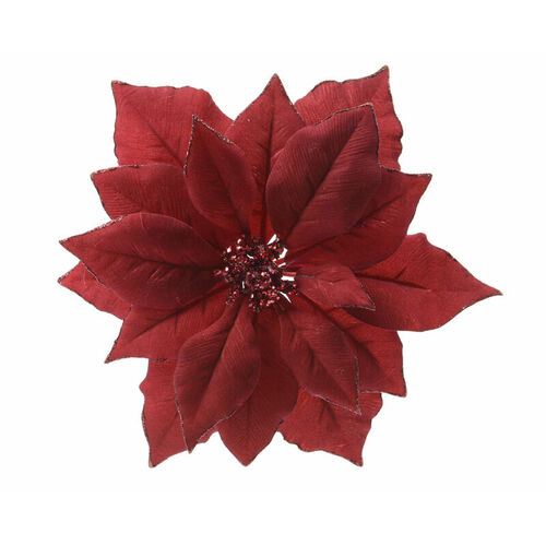 Indoor Christmas Decor Red Poinsettia on Clip 2.76" Red - pack of 24